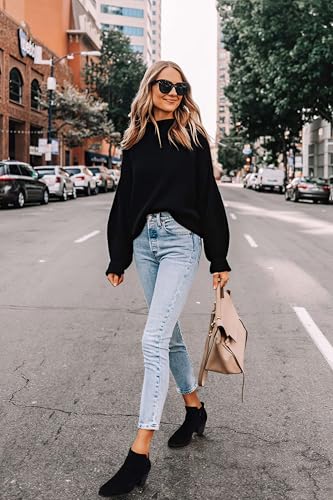 SHIBEVER Women's Ankle Boots Heel: Chunky Low Heeled Almond Toe Short Booties with Zipper Faux Suede Dress Western Fall 2025 Shoes3