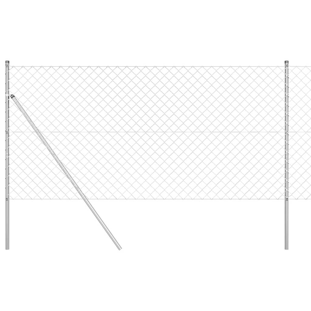 Fence Post Silver 10 x 1.4 m 60 x 60 mm Mesh Steel Garden Fencing Posts Outdoor Barrier Set Corrosion Resistant Rust Proof Weatherproof DIY