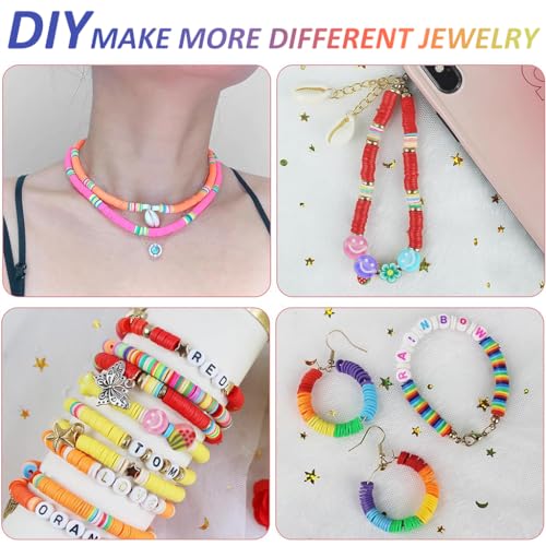 Image of SANNIDHI 3200 Clay Beads Bracelet Making Kit, Alphabet Polymer Set | Personalise Bracelets and Crafts, Alphabet, Heart and Smile Face Shapes, Flat Polymer Material, Hands on DIY Activity