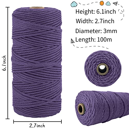 LEREATI Macrame Cord 3mm x 100m, Thick Macrame Rope Natural Cotton Rope Craft String - Image 2