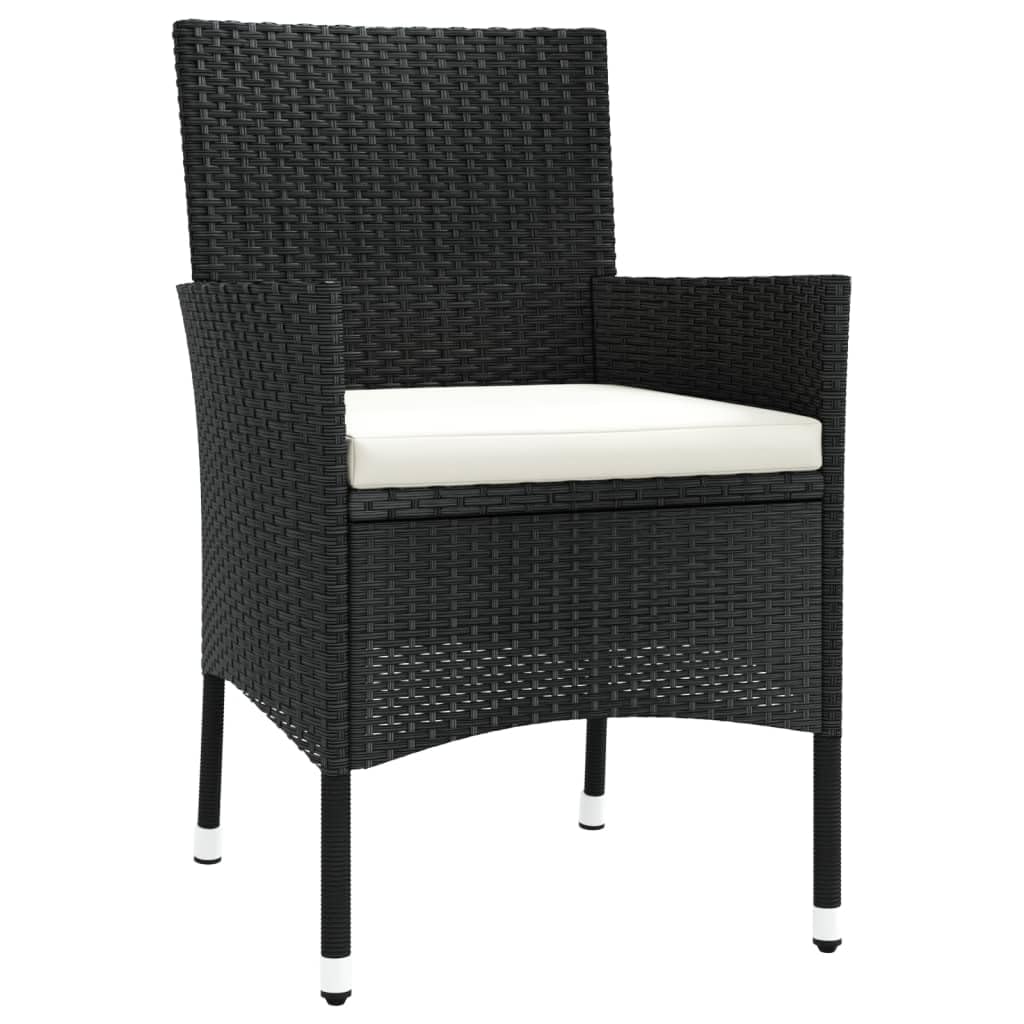 vidaXL 4X Chaises de Jardin avec Coussins Fauteuils de Patio Chaises de Salle à Manger d'Extérieur Sièges de Terrasse Résine Tressée Noir
