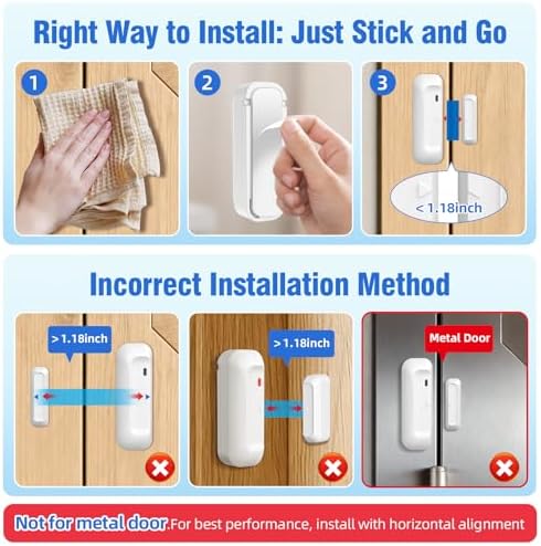 SanJie Wireless Door Chime for Store,Home & Office, 2-in-1 Door Entry Chime & Alarm,30 Ringtones,5 Volume Levels, 500FT Range,Door Alarm for Kids Safety,1 Receiver + 2 IP55 Waterproof Sensors,White — view 8