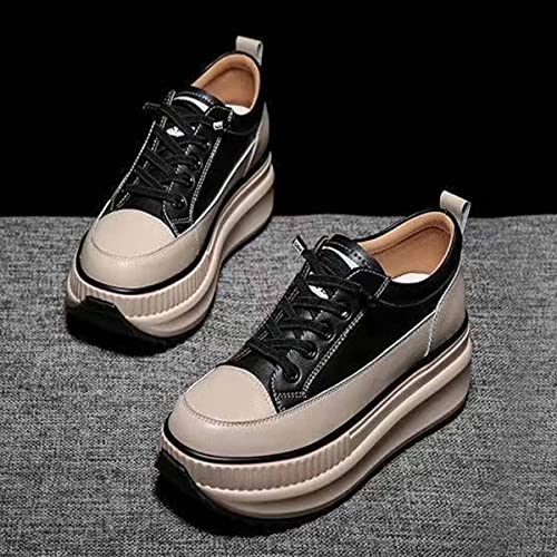 MSYINGL Women Hidden Wedgie Sneaker High Heels,Fashion Lace Up Leather Height Enhancers,Platform Sneaker3