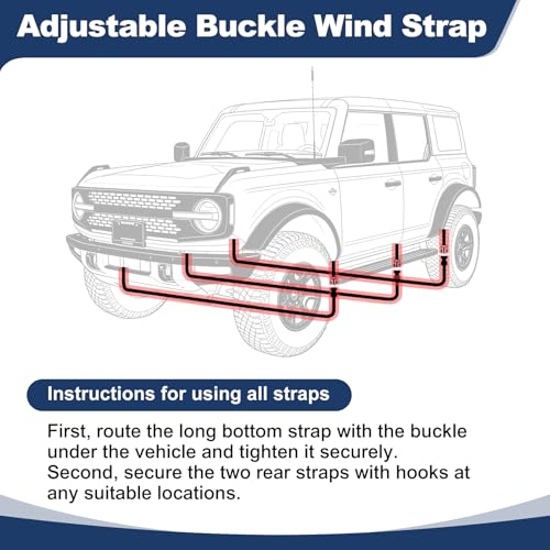 Image of QUNSUNUS Bronco Cover 4 Door Cab Cover All Years,Waterproof Bronco Cab Cover with Cotton Liner, All Weather Half Car Rain Cover with Adjustable Straps and Zipper for Wind, Sun, UV and Dust Protection
