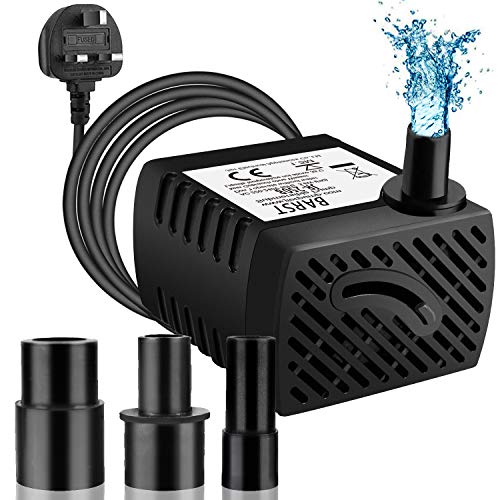 BARST 250L/H Submersible Water Pump Aquarium (3.6W), Mini Electric Ultra Quiet Pump for Fountains, Pool, Fish Tank, Pond, Hydroponics, Statuary with 4 Srtong Suction Cups,3 Nozzles.