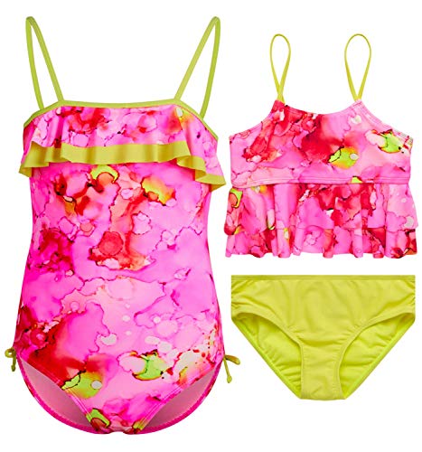 Limited Too Girls' Rash Guard Set - 3 Piece UPF 50+ Bathing Suit Set