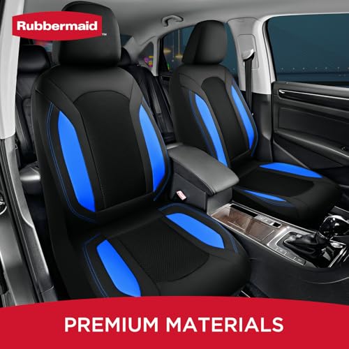 Rubbermaid Leather Mesh Car Seat Covers, Breathable Air Mesh Front Seat Cover, Universal Fit Slip-on Design, Airbag Compatible, Automotive Seat Protector for Most Cars, SUVs, Trucks, Vans-Blue by Rubbermaid - Used condition - Image 2
