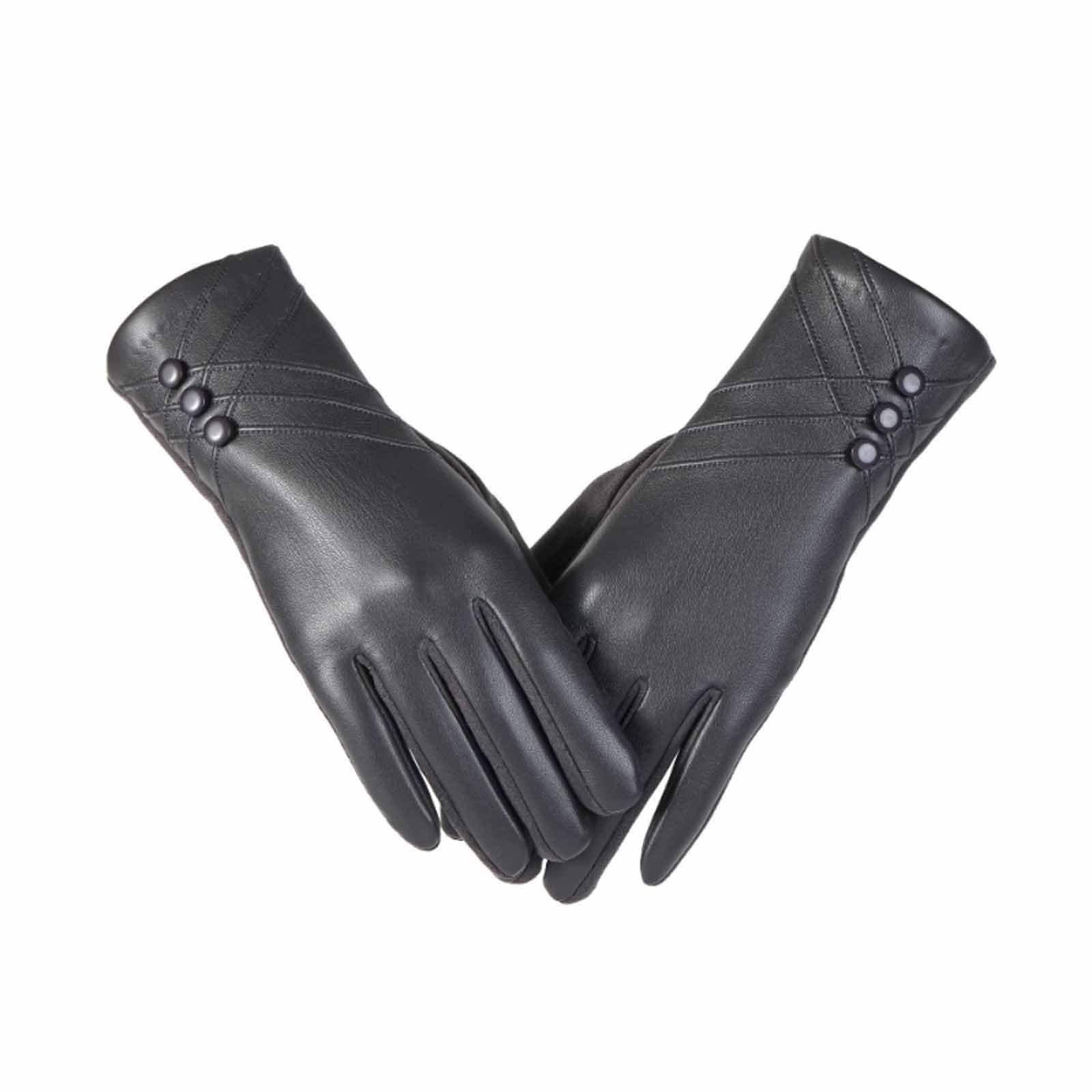Winter Leather Gloves for Women Touchscreen Texting Gloves Wool Fleece Lined Driving Glove Windproof Cycling Glove