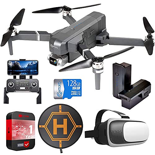 Contixo F35 RC GPS Drone with 4K UHD Camera and 2-Axis Self-Stabilizing Gimbal Bundle with 1 Year Extended Protection Plan, Deco Gear Drone Landing Pad and Deco Essentials VR Viewer