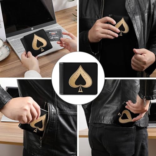 Ace of Spades Bifold Wallet PU Leather Purse Slim Cash Card Holder for Men3