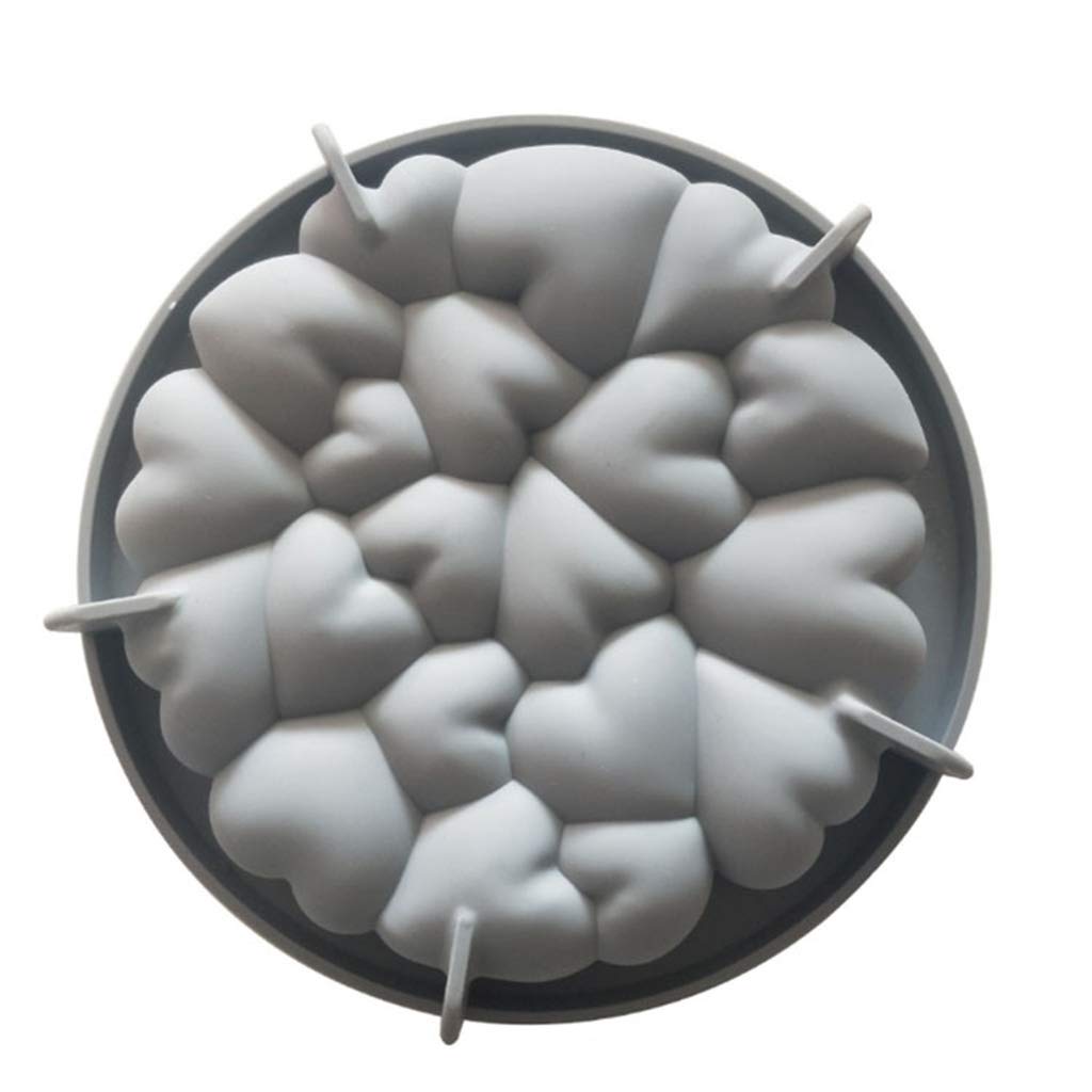 Kemelo Multi Heart Shaped Mousse 6" Cake Silicone Mold Round Baking Pastry Molds Desser,Cake Tins,Grey