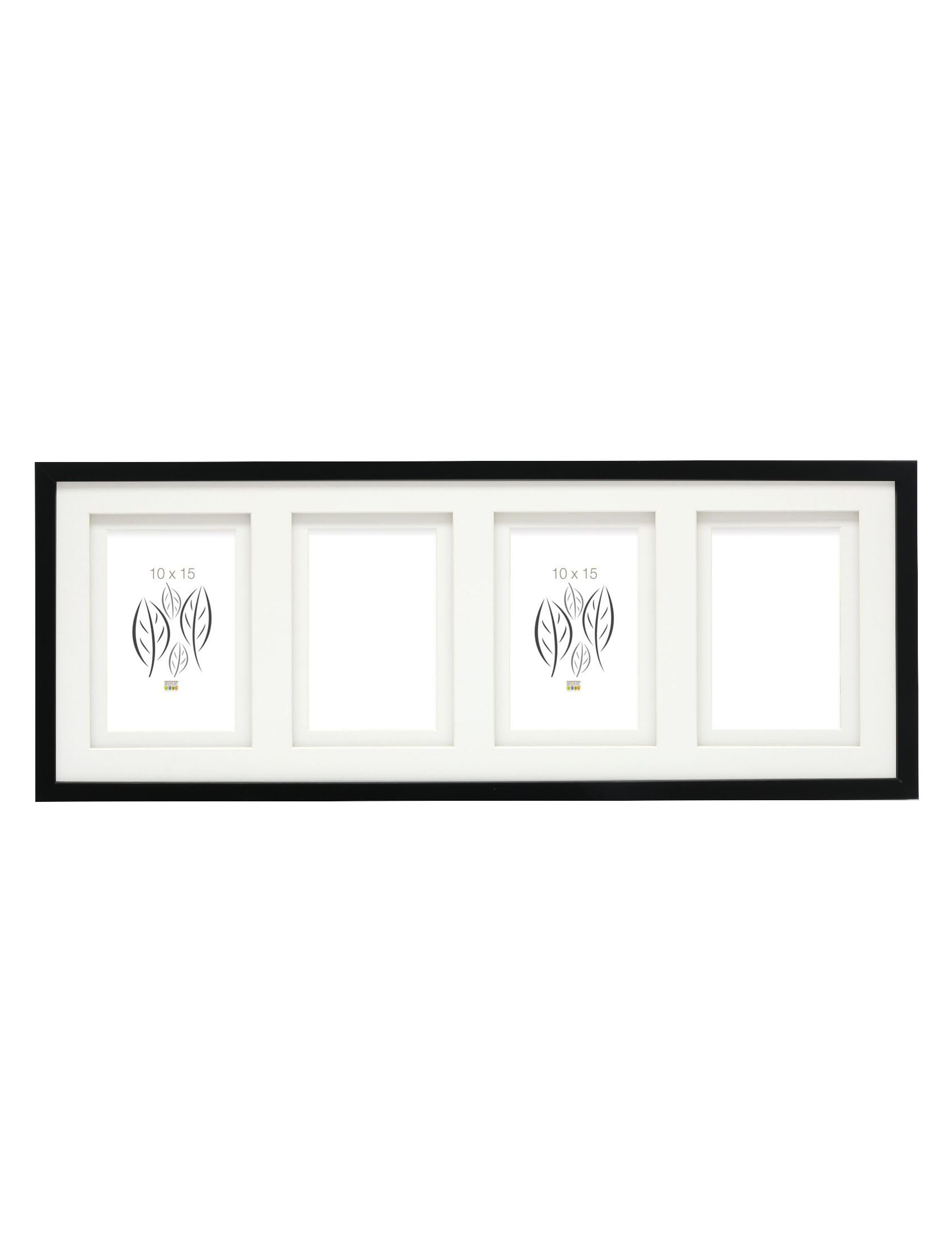 Deknudt Frames - Cadre photo avec double passe-partout - Noir - Pour 4 photos de 10 x 15 cm - En bois MDF - Collage - multivue - Pour accrocher ou poser - S65KK2 P4 10x15cm