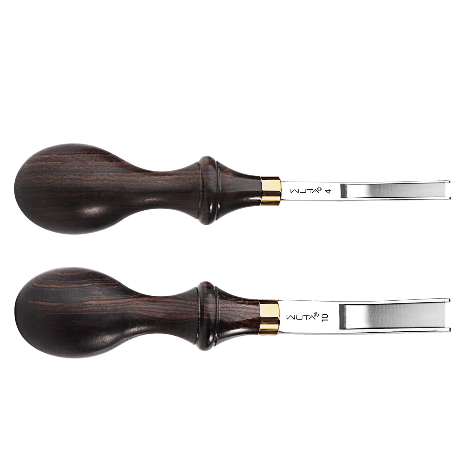 WUTA Professional Leather Wide Edger Skiver, 2Pcs Premium DC53 Steel 4+10mm Convex Grind Edge Beveler, Leather Craft Tool for Skiving, Thinning & Trimming