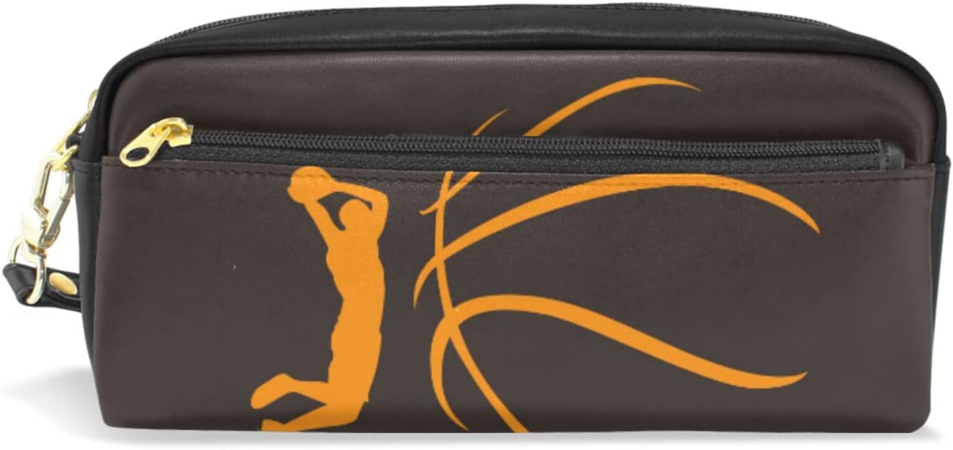 Soresore ソレソレ ペンケース 大容量 かわいい おしゃれ 高校生 筆箱 中学生 女子 バスケットボール スポーツ 可愛い ブラック ペンポーチ 化粧ポーチ ポーチ ふでばこ 女の子 小学生 文房具 文具 筆入れ Puレザー プレゼント 贈り物 ギフト 即出荷