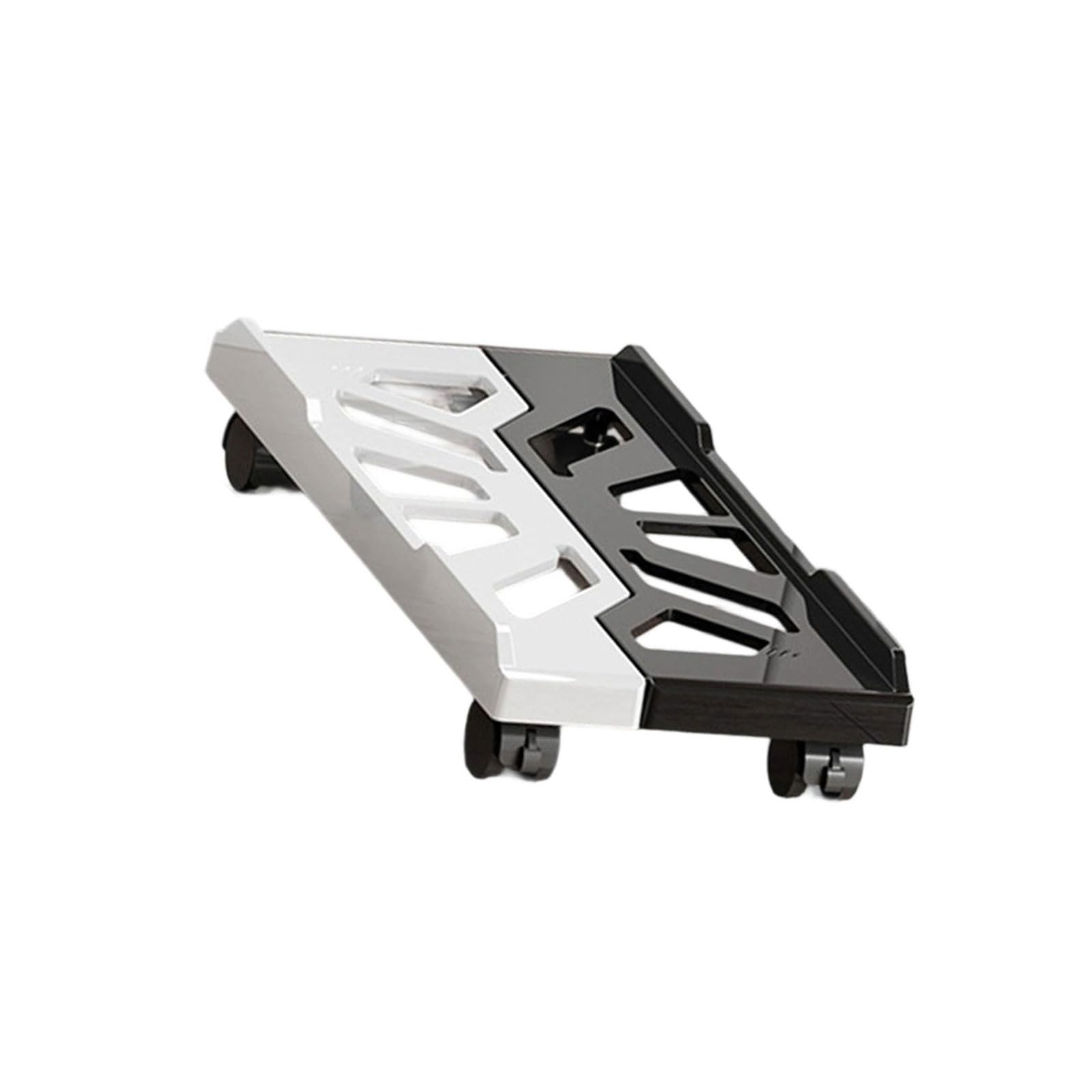 Apludoo Black And White Colo Computer Tower Stand Metal Rolling Holder Adjustable Mobile Cpu Under Desk Towers Stand For Most Adjustable Mobile Cpu With Casters Wheel