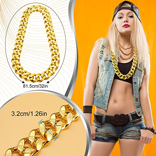 Inbagi 24 Pcs Big Chunky Faux Rapper Chain for 80s 90s Punk Style Halloween Costume, 32 Inches Long2