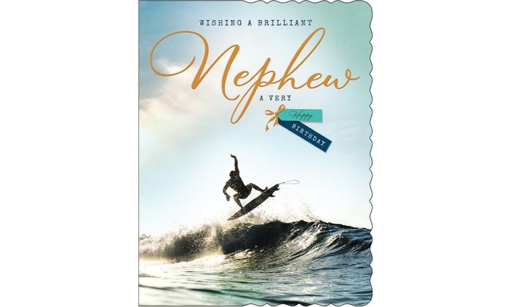 Nephew Birthday Card. Surfing Theme. 19x13cm