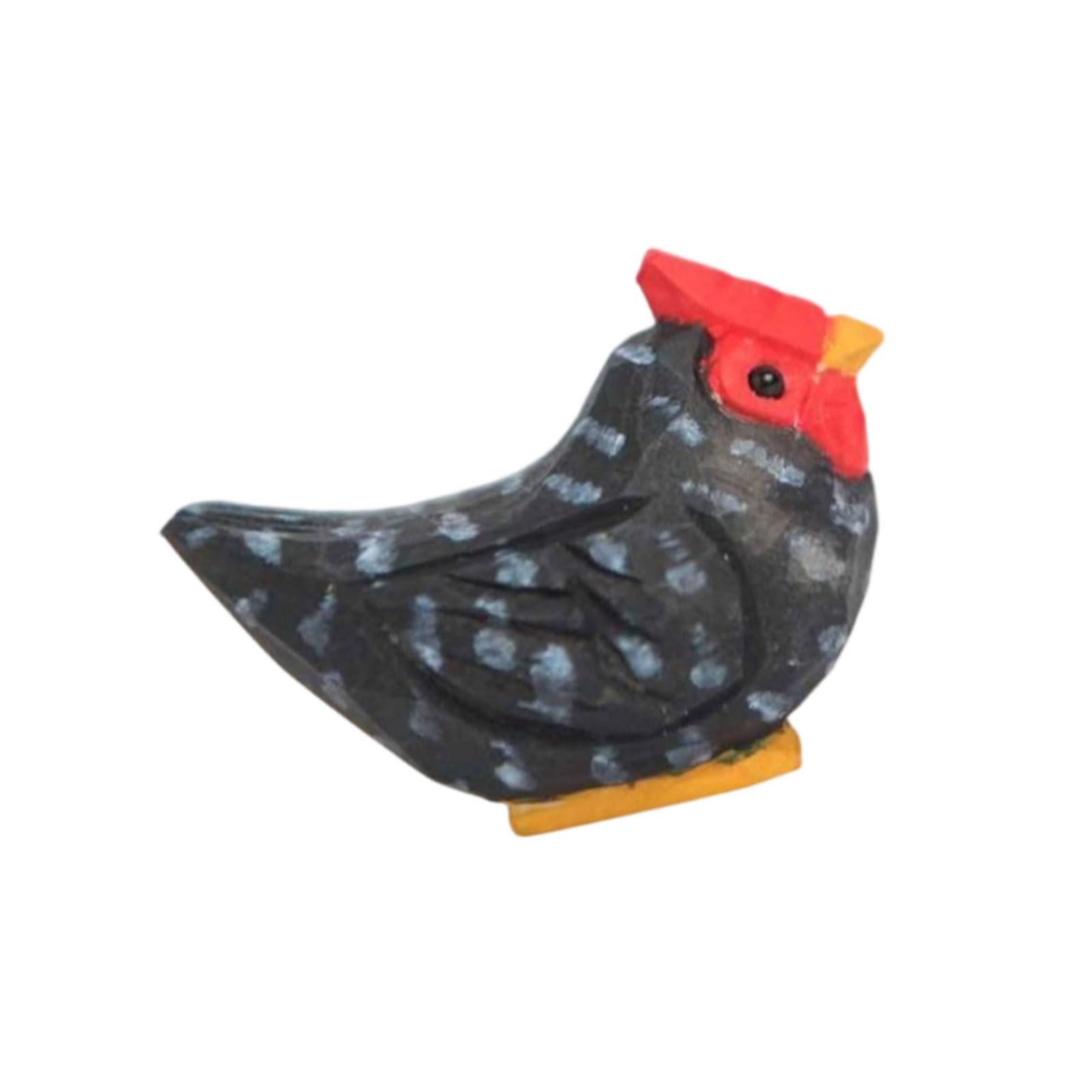 TRQQWPM Hand Carved Hen Figurines Miniature Wood Chicken Statues Carved Small Animal Sculpture Table Ornament for Home Decors Animal Sculptures