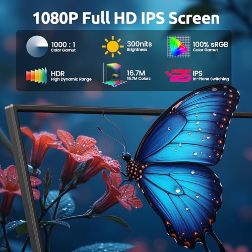 Image of MagicRaven Portable Monitor, 15.6 inch 1080P IPS Laptop Screen with Adjustable Stand, Lightweight USB C HDMI Second Gaming Display with Speakers, Travel Monitor for PS4 /5 Xbox Switch MAC PC Phone
