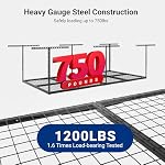 FLEXIMOUNTS 4x8 Overhead Garage Storage Rack, Adjustable Organization System, Heavy-Duty Metal Ceiling Racks, 750lbs Weight Capacity, Black, Classic Series - Image 2