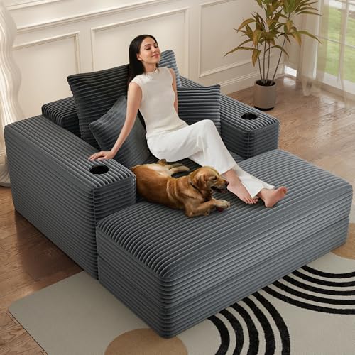 52" Boneless Chaise Lounge Chair Indoor — Oversized Cloud-Like Cozy
