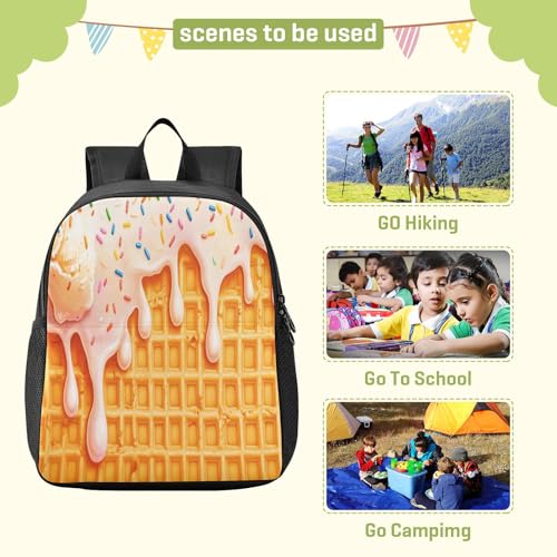 DOMIKING Icecream Dessert Yellow Kids Backpack for Girls Boys School Kindergarten Backpack for Toddler Kids School Bag Bookbag Age 3-63