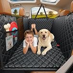 URPOWER Backseat Extender for Dogs - Hard Bottom Dog Car Seat Cover for Back Seat, Foldable Dog Hammock for Car, SUV, and Truck, Pet Rear Seat Protector Dogs Travel Bed with Mesh Window & Side Flaps