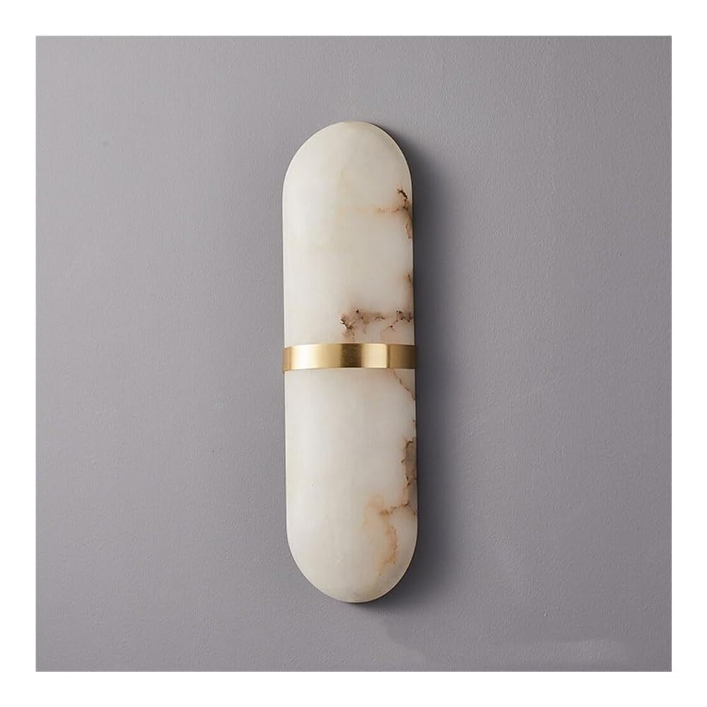 TONFON Natural Alabaster Wall Lamp Nordic LED Wall Sconce Natural Marble Wall Lantern for Bedroom Bedside Living Room Study Room Corridor Entryway Restaurant