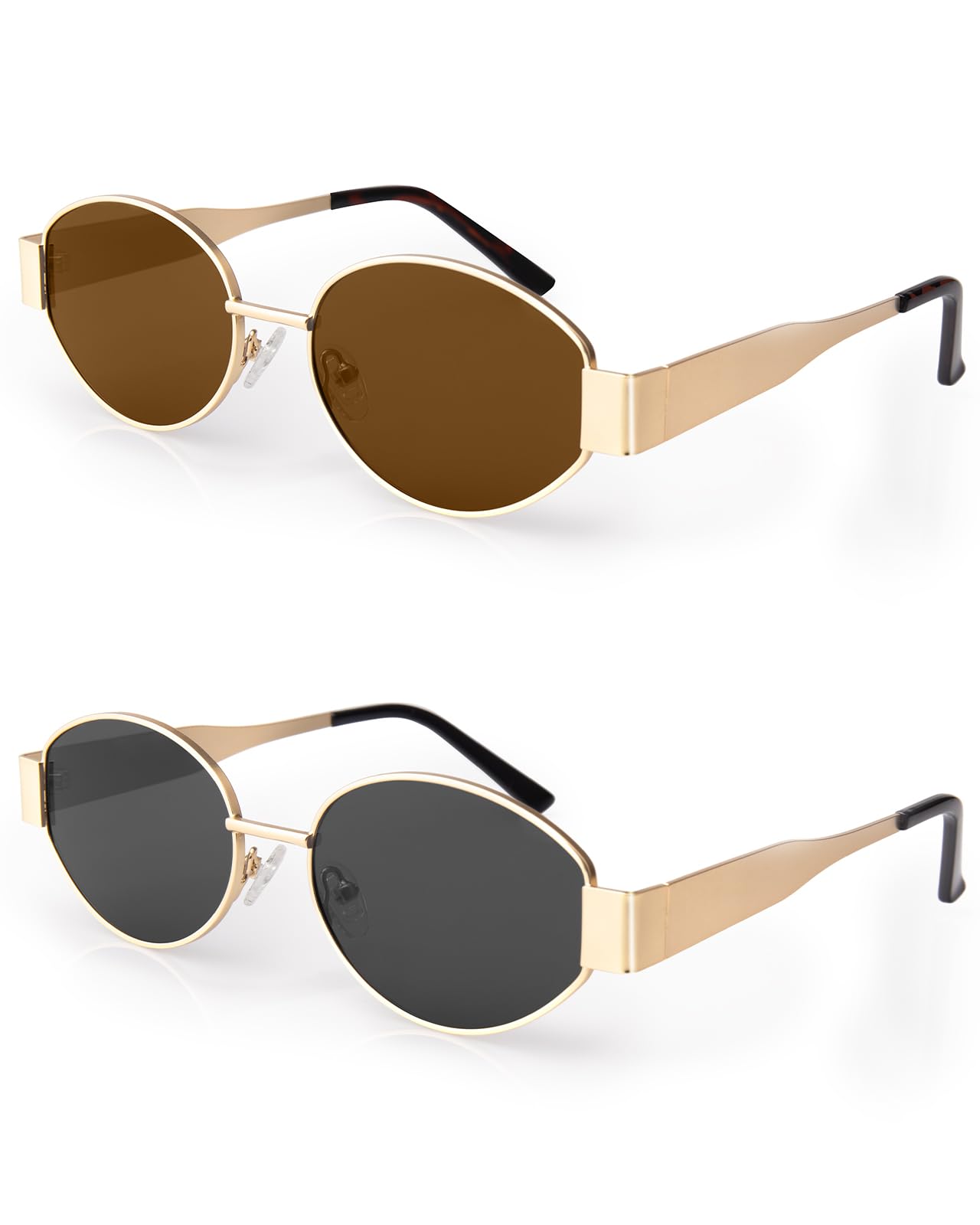 FIMOSON Retro Oval Sunglasses for Women Men, Trendy Designer Metal Style UV400 Protection Sun Glasses