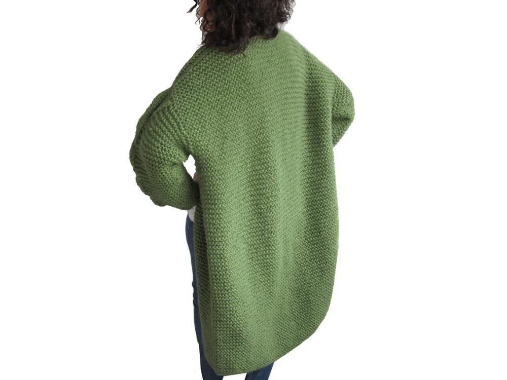 HGJH Damen Strickjacke,Damen-Strickpullover, Vorne Offen, Lange Strickjacke, Zopfmuster, V-Ausschnitt, Klobig, Einfarbig, Blau, Strickjacke, Weich, Elegante, Leichte Herbstjacke Für Lässiges Business