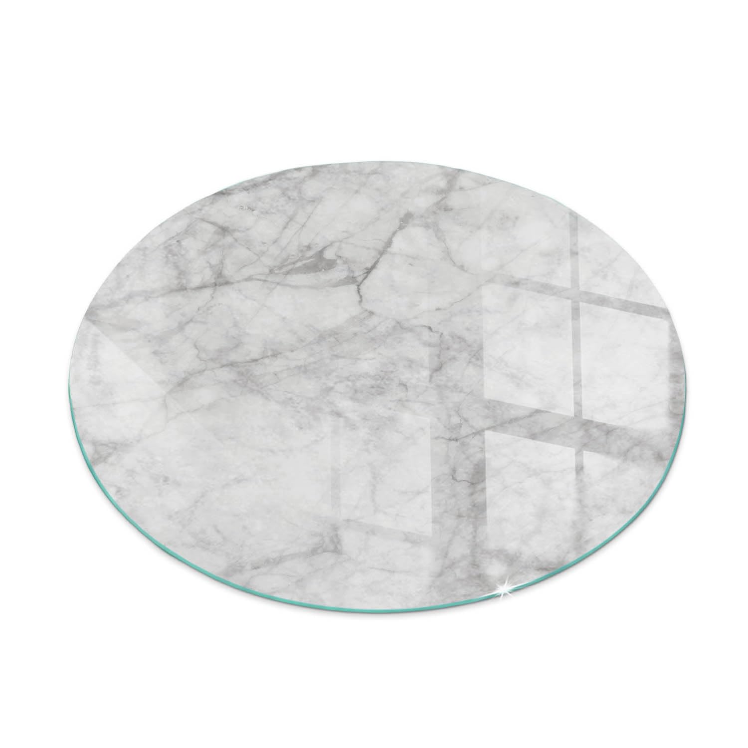 Placa para chimenea de vidrio templado redondo de 90 cm con efecto mármol