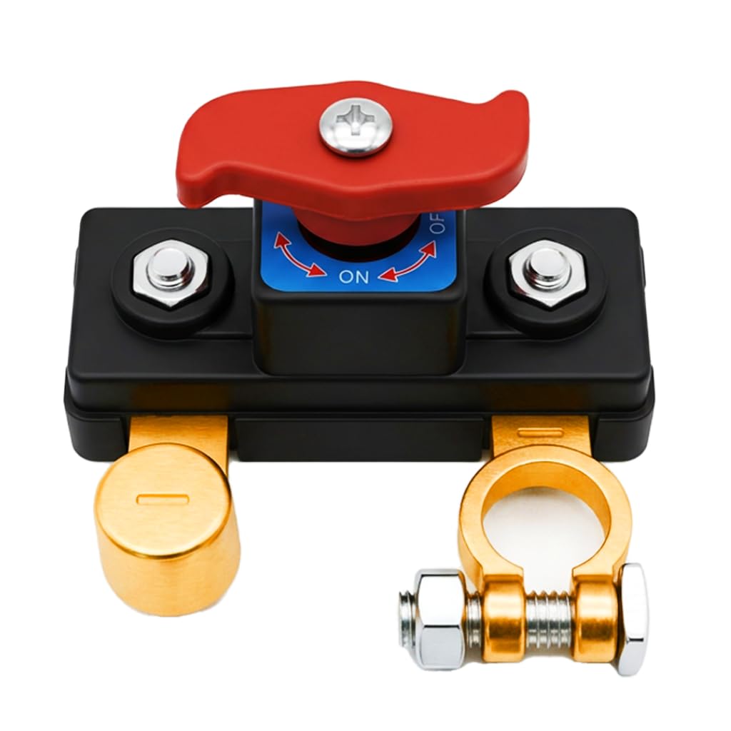 12V 24V 48V Battery Switch 250A Negative Pole Disconnector Battery 1000A Peak Switch Cut Car Battery for Motorhome Truck Boat Tractor Protection Discharge Solid Brass