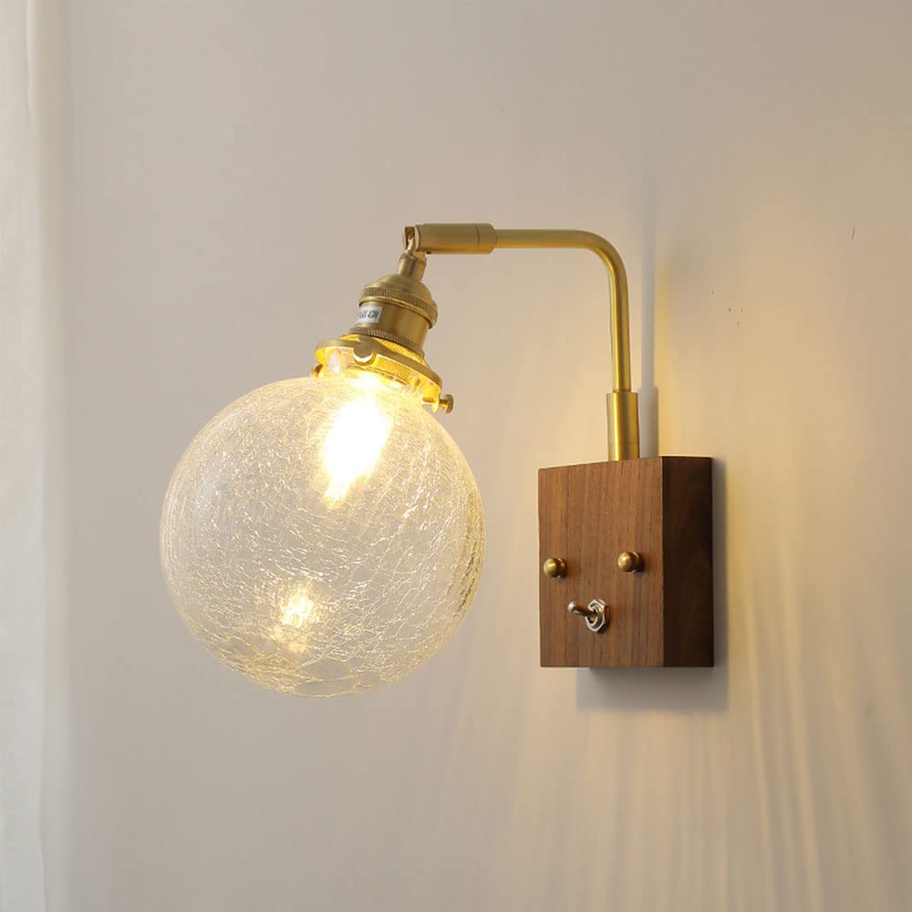 Applique murale nordique en verre et bois luminaire design pour chambre