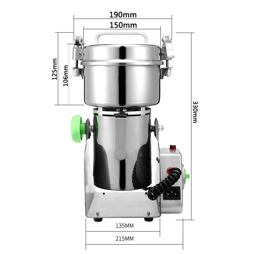 400G Famiglia Macina erbe in acciaio inox-Mulino elettrico Grano Muesli Grani Cavolo Spezie, Cucina medica Macchina per la cottura in polvere, Miscelatore per farina commerciale Pepe di carbone