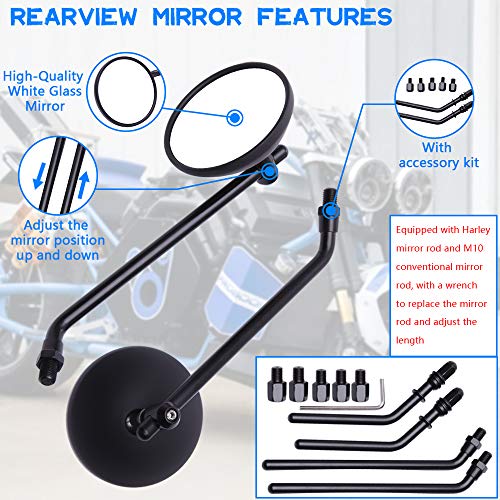 Image of DREAMIZER 3 inch Motorcycle Handlebar Mirrors Black Round Rear View Side Mirrors Universal 8mm 10mm Compatible with Sportster 883 1200 Softail Dyna ATV Street Sport Bike Cruiser Chopper Bobber Scooter