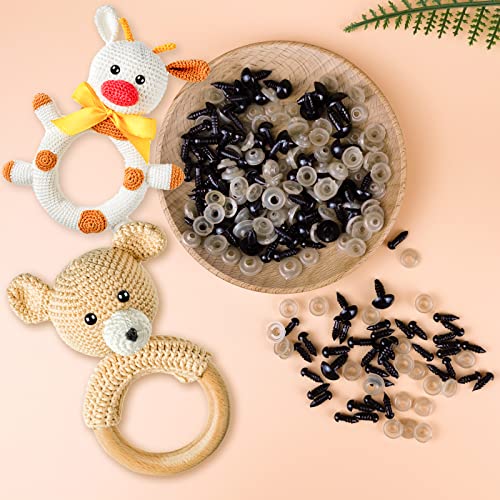 Hengxinc 220PCS Safety Eyes for Crochet Toys Black Crochet Eyes 5-12mm Teddy Bear Eyes Plastic Eyes for Crochet Toys with Washers for Crocheted Animals Doll Puppet Plush Toy - Image 3