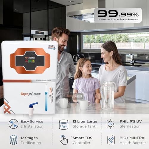 Image of Aqua X Pure White Series RO Water Purifier | RO+UV+UF Advanced Filtration | Smart LED Indicator | Copper & Zinc Health Guard | TDS Adjuster | 20 LPH | 12L Tank | 1-Year Warranty*.