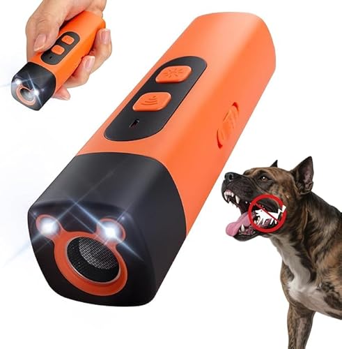 HuaMuDM Anti Bell Gerät Hunde,Ultraschall Hundeabwehr mit 3 Einstellbaren Frequenzen LED-Taschenlampe, Wiederaufladbar Antibell Ultraschall Gerät,für Kleine Große Hunde Innen Außenbereich Hund