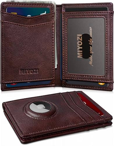 Airtag Slim Leather Wallet for Men - 12-Card Capacity, Magnetic Closure, Money Clip & Simplified Bill Compartment, RFID Blocking (4.3