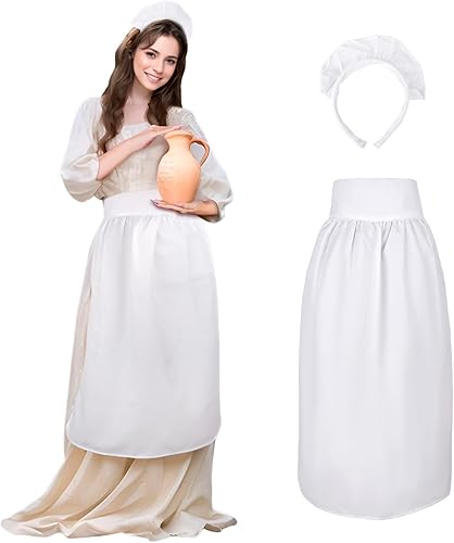 Maid's Waist Apron White, Halloween Cosplay Outfit Half Dress Costumes for Party Attire