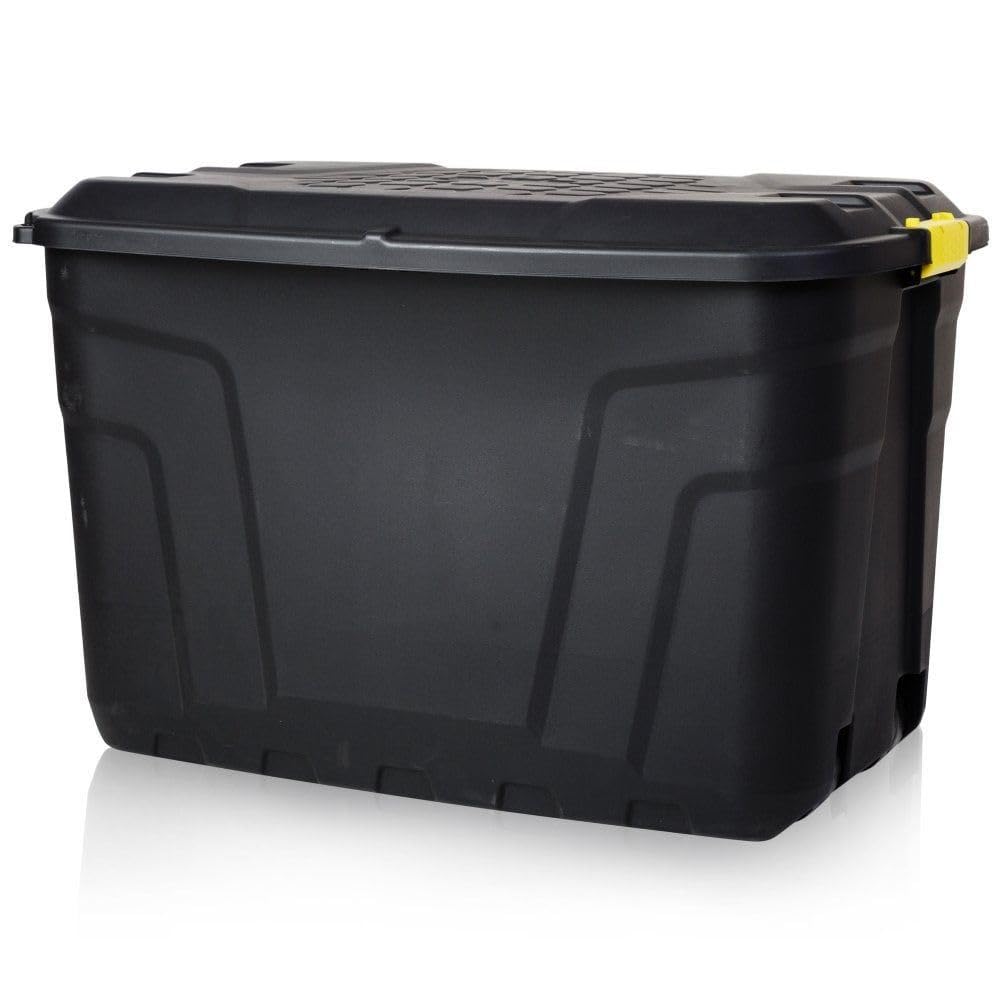 Originale organics Big 190L Heavy Duty Contenitore Plastica con Coperchio, Scatola Porta Oggetti su ruote