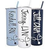 20 oz Nurse's Personalized Stainless Steel Skinny Tumbler with Custom Stethoscope by Avito -...