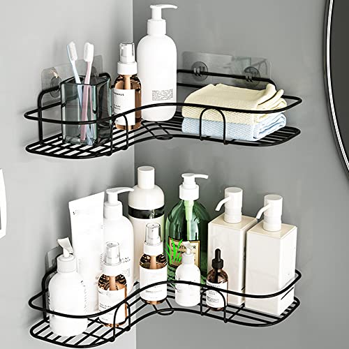BAIEUEJO Lot de 2 Étagère d'angle Douche,​Étagère Douche Sans Perçage,Panier de Douche dangle mural,Étagère Salle de Bain,pour Salle de Bain/Cuisine