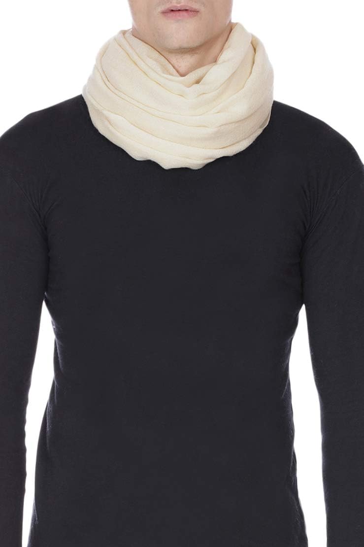 Cashmere scarf Made in Kashmir India (gift box) Merino Wool Silk Cashmere Blend Extremely Soft Long Scarf Women Men Pashmina Fall Winter Raw Ivory B