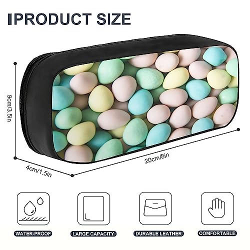 Fionel Easter-Mini-Eggs Pu Leather Quad Pen Case Zipper Pencil Pouch Holder For Pens Case Office Storage Box Organizer Pen Bag(8×1.5×3.5 In) #TOP1