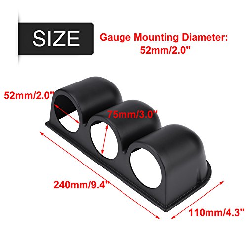 3 Loch Gauge Mount Halter, Qiilu Schwarz Universal 52mm / 2 3 Loch Triple Dash Gauge Meter Pod Halterung