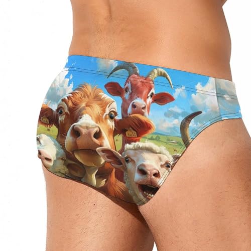 Farmhouse Animals Selfie Picture Novelty Men's Brief Swimwear Pants Swimming Trunks Beach Shorts Underwear3
