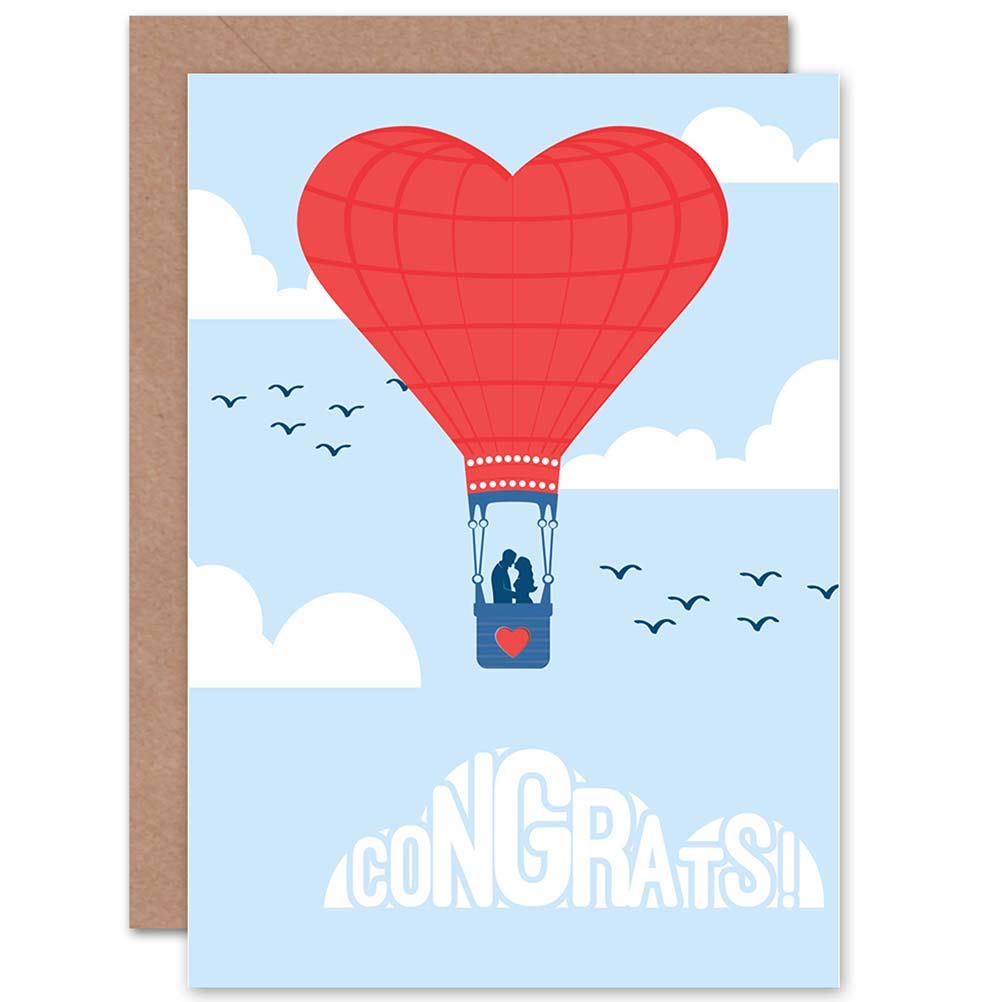 Wee Blue Coo Blue Wee Coo Greetings Card Birthday Gift Wedding Marriage Hot Air Balloon Congrats