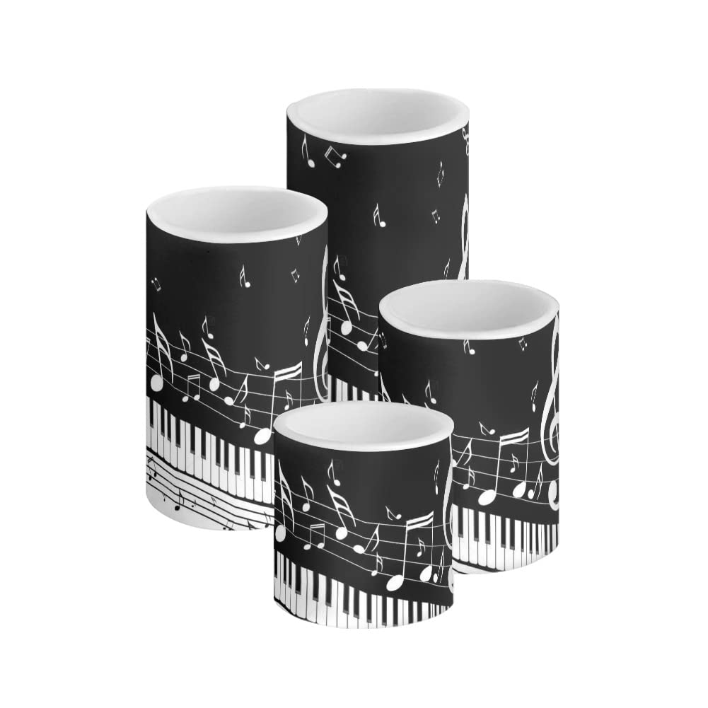 HUGS IDEA Music Note Piano LED Candles,Flameless Candles 3" 4" 5" 6" Battery Candle Pillars,4 8 Hour Timer Function [Warm Yellow] — image 1