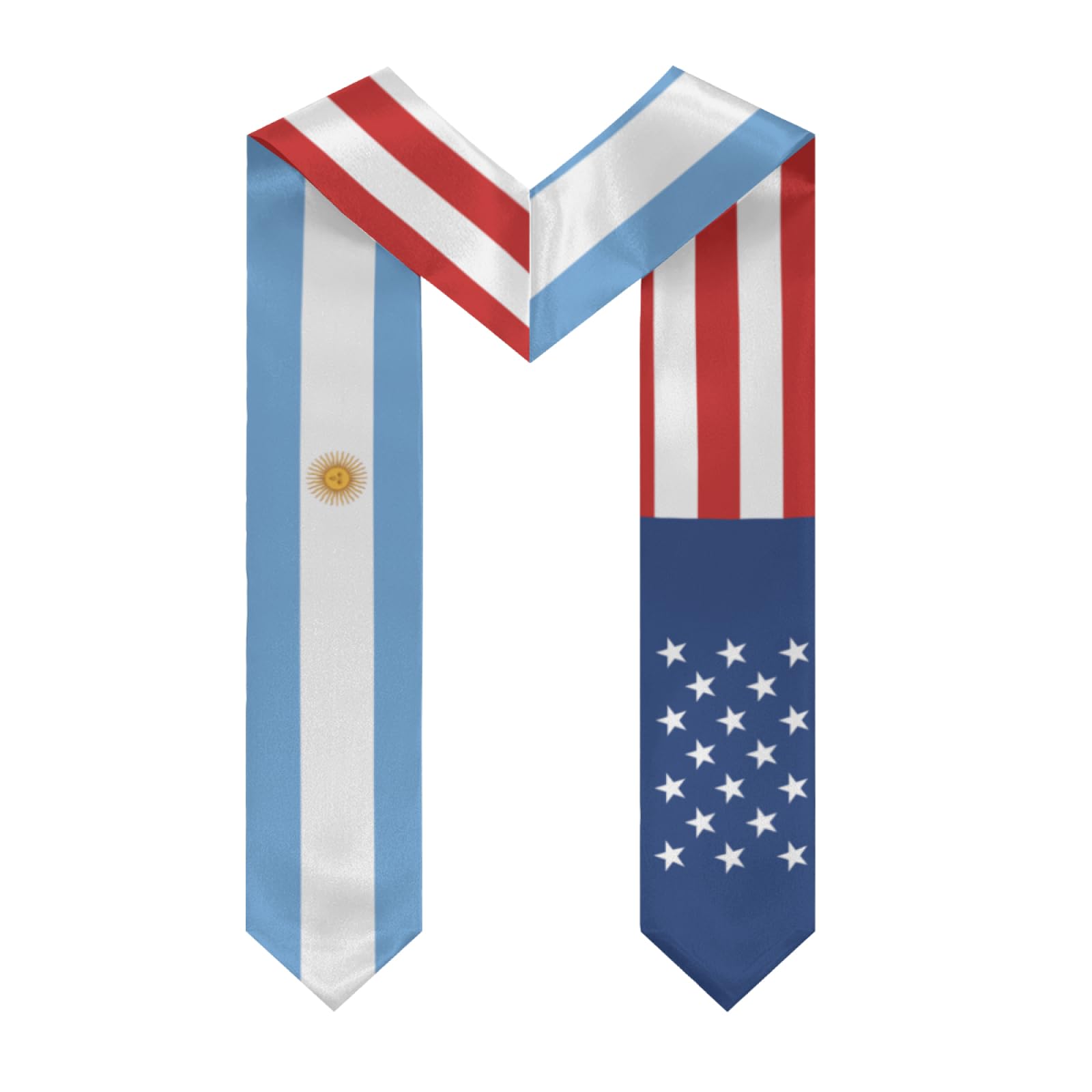 America Argentina Argentinean Flag Graduation Stole Sash Shawl for Men Women Thickened V-Neck Scarf for International Students Teachers Study Aboard Graduate Gift 72 inches Unisex